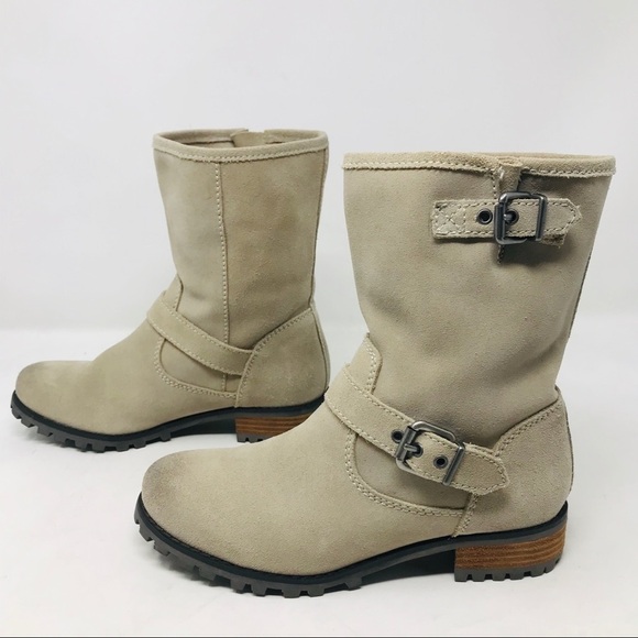 H&M Beige Suede Motorcycle Biker Boots - Picture 5 of 8